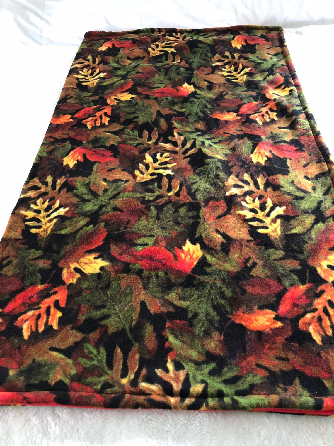 Fall Autumn Leaves Double Fleece Throw Autumn Colored Throw Etsy