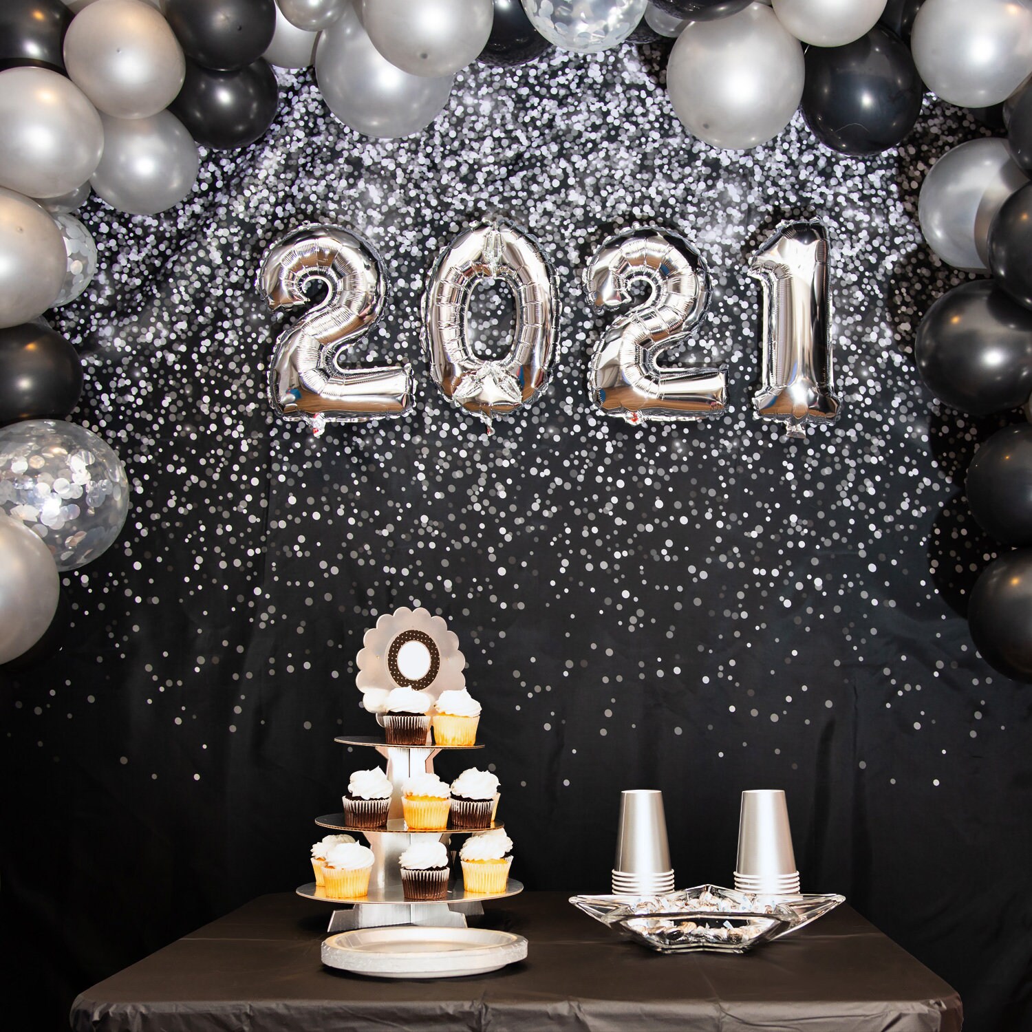 Black and Silver Backdrop Party Decoration for Birthday Etsy India