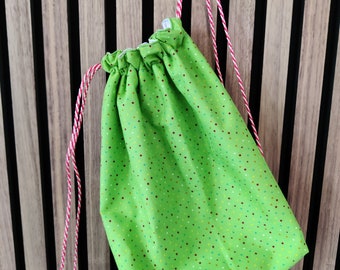 Zaino piccolo, borsa da palestra per bambini, "verde a pois"