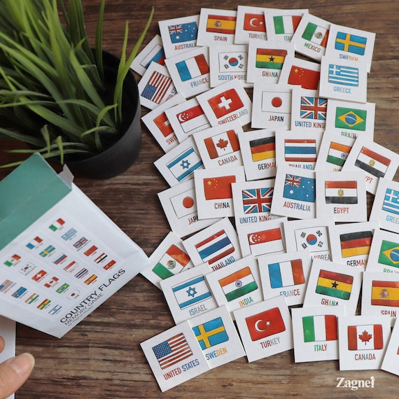 Printable national flags matching game / memory game cards | Etsy