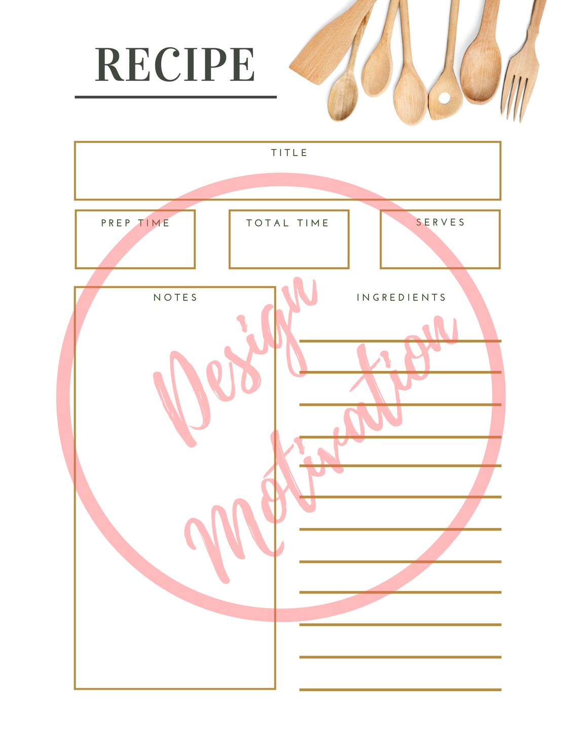 Printable Recipe Sheet / A4 US Letter / Simple printable PDF | Etsy
