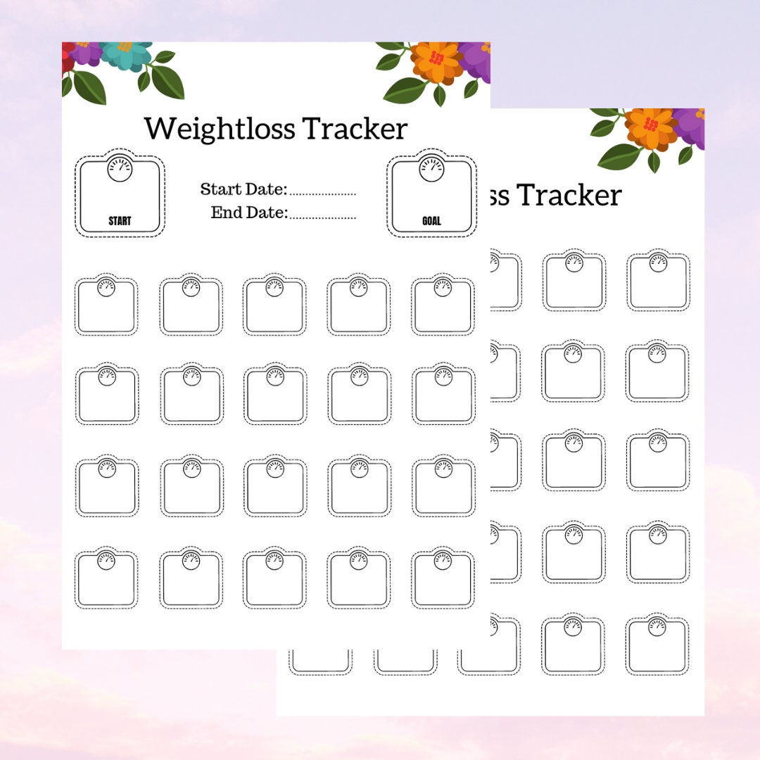 weight loss tracker a4 85x11 weight loss chart weight loss etsy canada