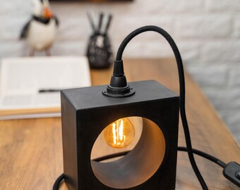 Black Table Lamp – Handmade Desk & Bedside Light – Modern Ambient Home Lighting