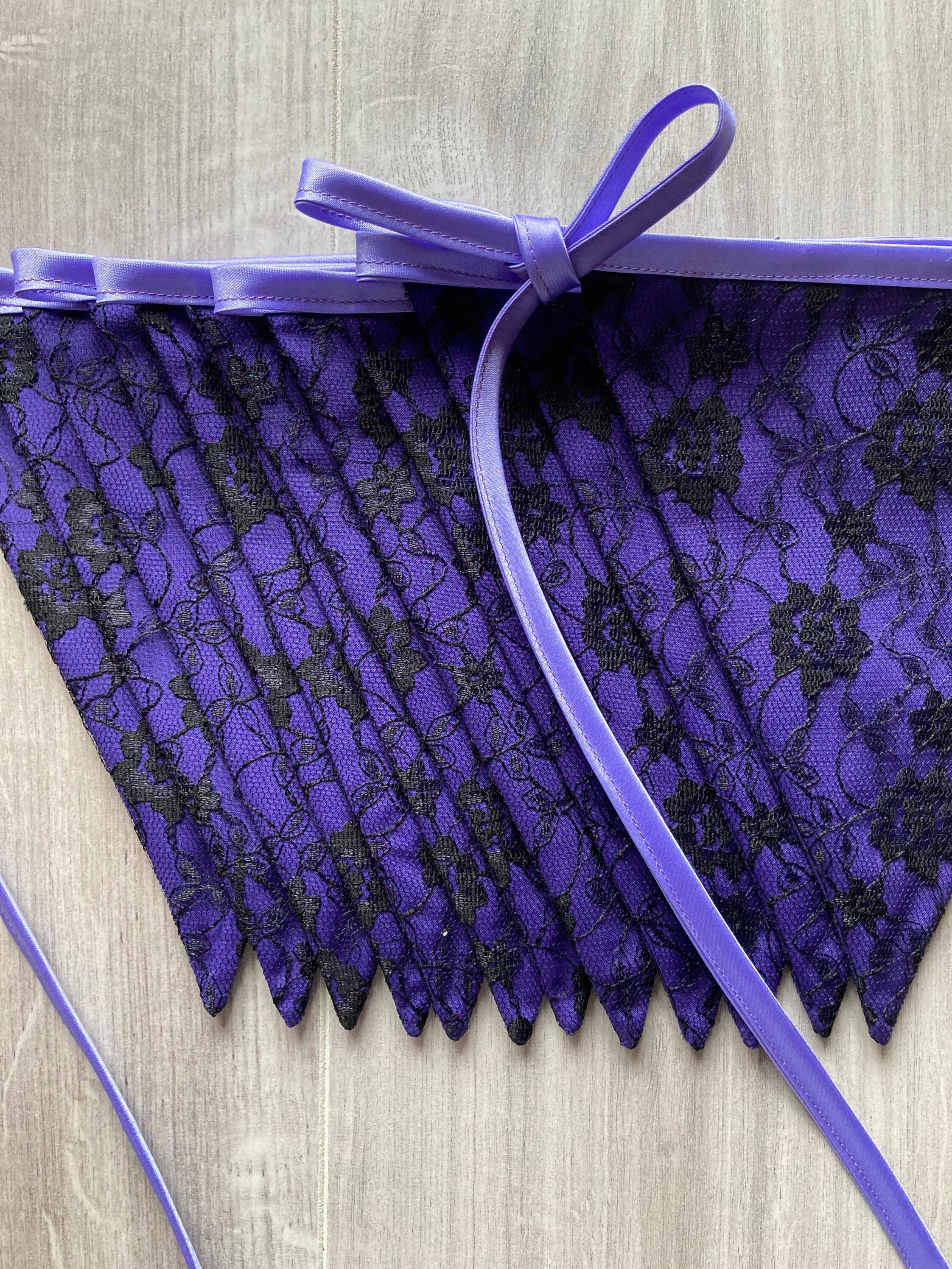 Púrpura con empavesado de tela de encaje negro 2.5m | Etsy
