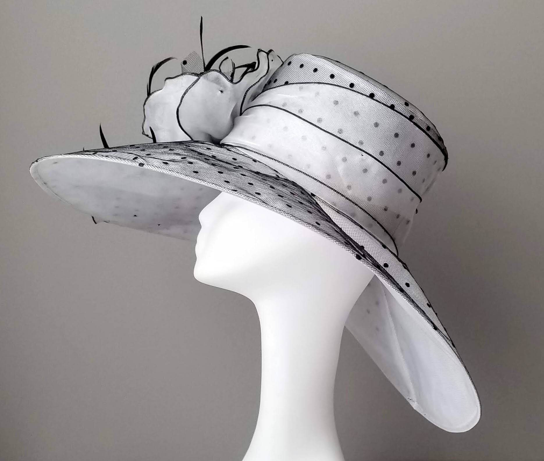 Silver polka dot Kentucky derby hat Etsy
