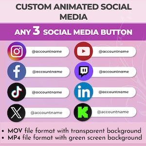 Custom Animated Social Media Lower Thirds for Youtube Intro Videos | Kick Instagram Twitter Twitch Tiktok Lower Thirds