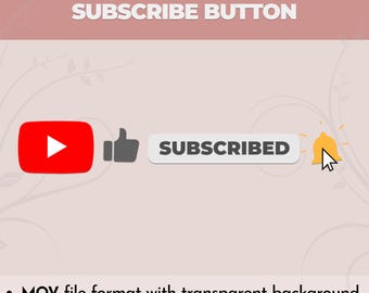 Animated Youtube Subscribe Button Overlay for Intro Videos Digital Download