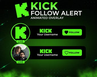 Custom animated Kick follow button overlay for intro videos