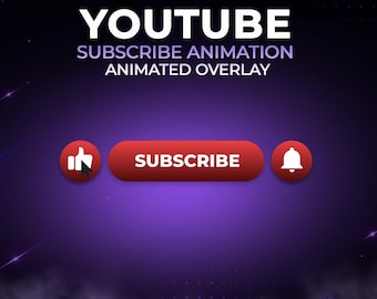 Animated YouTube Subscribe Button Overlay, Video Intro Digital Download