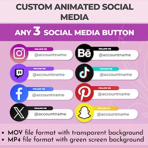 Custom Animated Social Media Lower Thirds for Youtube Intro Videos | Instagram Twitter Twitch Tiktok Lower Thirds