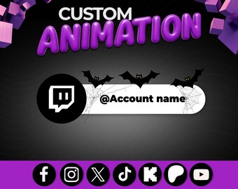 Custom Animated Halloween Social Media Lower Third: Youtube, Twitch, TikTok
