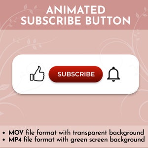 Animated Youtube Subscribe Button Overlay for Intro Videos Digital Download