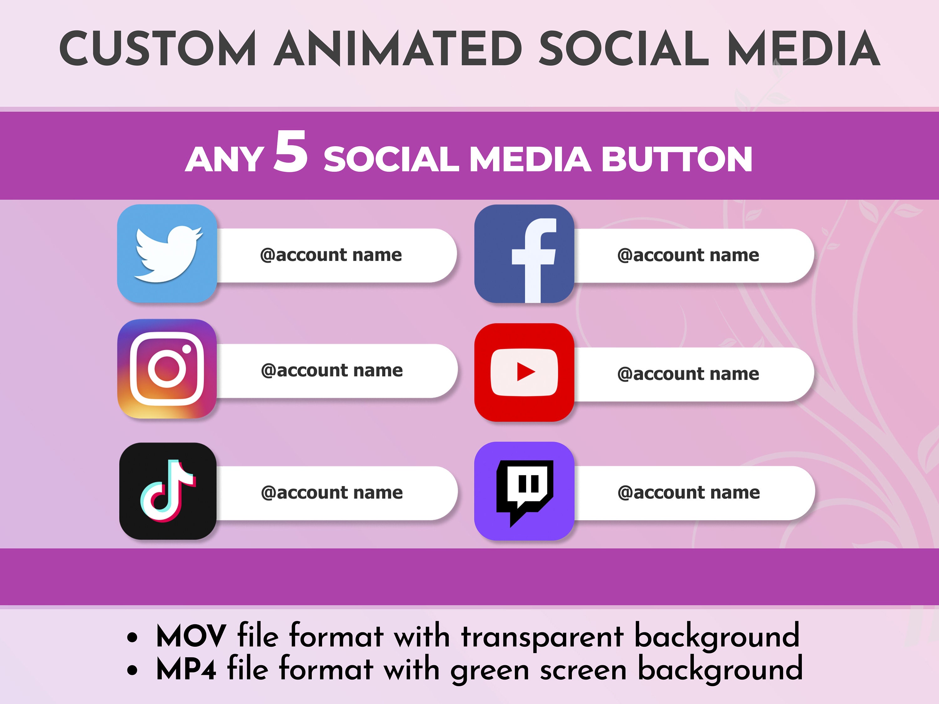 Custom Animated Social Media Lower Thirds: 5 Platform Intros - Etsy