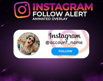 Personalized Instagram Follow Button Animation for YouTube Videos, Animated Social Media Overlay
