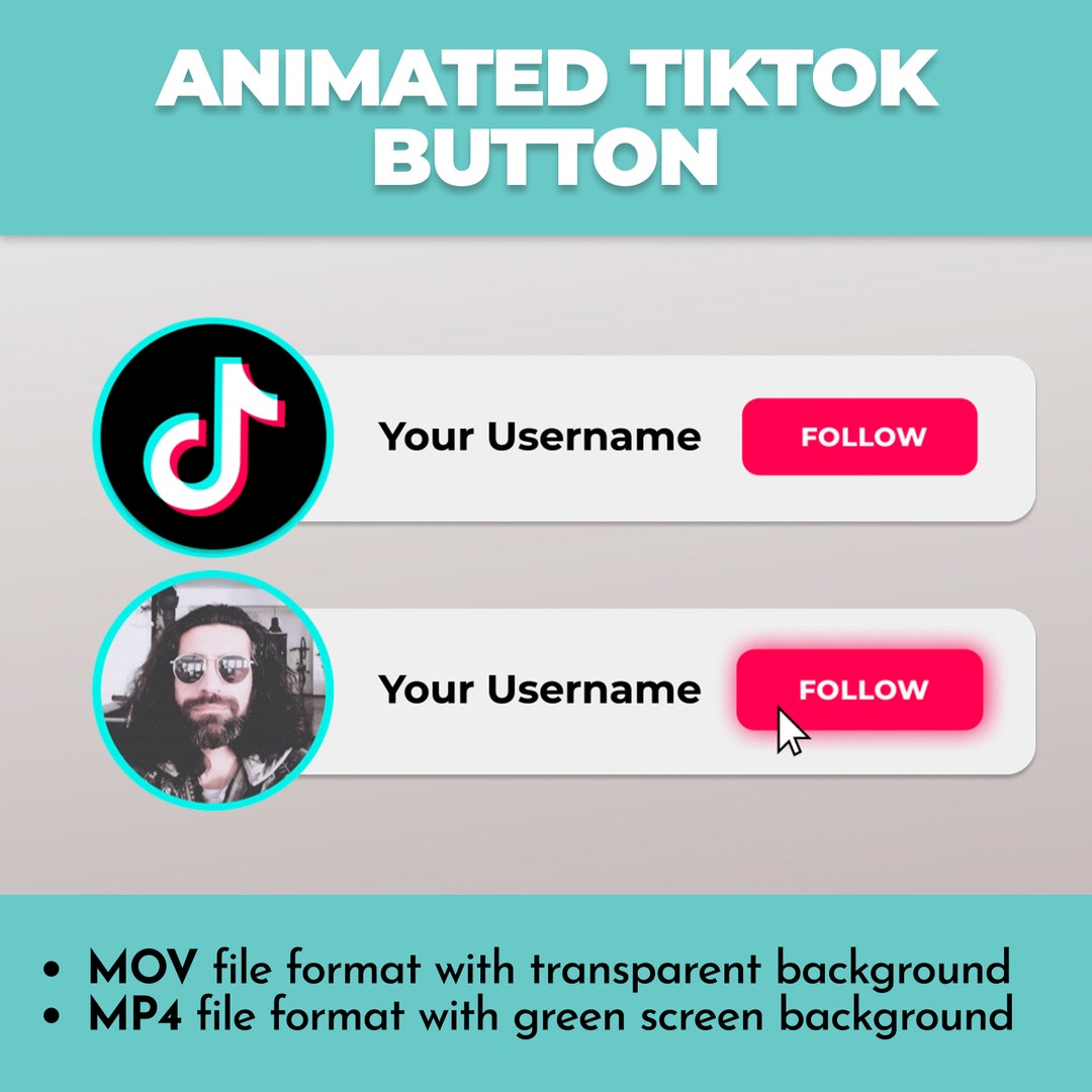 Custom Animated Tik Tok Follow Button Overlay for Intro Videos Etsy