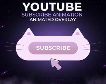 Kawaii Cat YouTube Subscribe Button | Animated Overlay | Cute Subscribe Animation | MOV Alpha & Green Screen