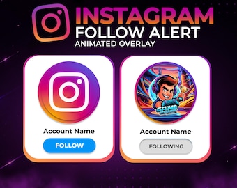 Custom Instagram Follow Animation for Videos, Animated Social Media Overlay