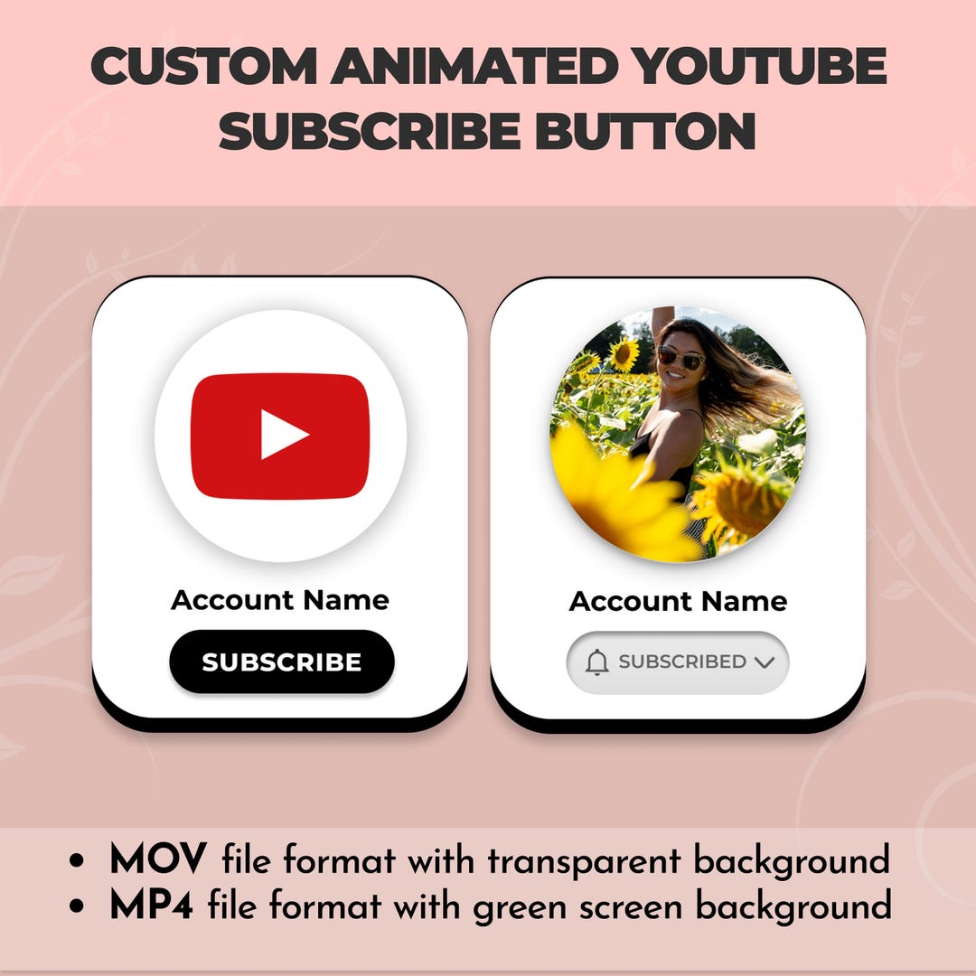 Subscribe Button Customize Custom Animated Youtube Subscribe Button Overlay | Video Overlay - Etsy