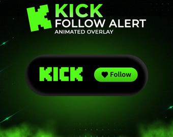 Animated Kick Follow Button Overlay for Streaming and Videos