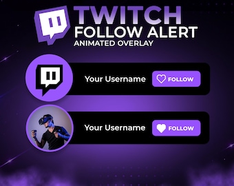 Personalized Custom animated Twitch follow button overlay for intro videos