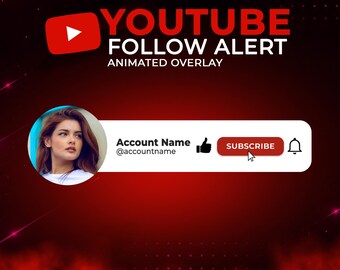 Personalized YouTube Subscribe Animation Overlay, Like & Bell Reminder for Videos