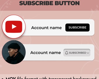 Custom Animated Youtube Subscribe Button | Video Overlay - Etsy