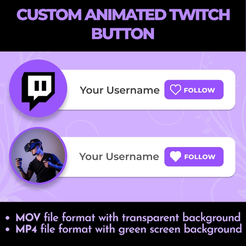 Custom Animated Twitch Subscribe Button Overlay (MOV, MP4, Webm) - Etsy