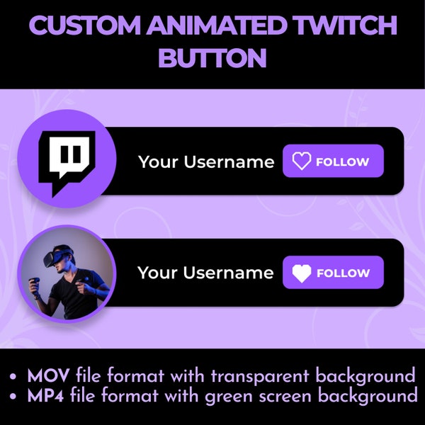 Custom animated Twitch follow button overlay for intro videos