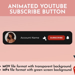Custom Animated Youtube Subscribe Button Overlay Animation for Youtube Channel ANIMATED SUBSCRIBE BUTTON