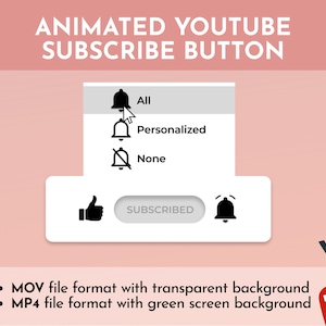 Animated Youtube Subscribe Button Bell Like Bell Overlay for Intro Videos Digital Download