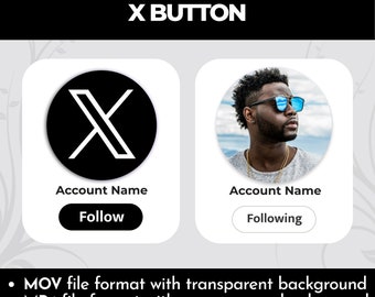 Custom animated Twitter X follow button popup overlay for intro videos