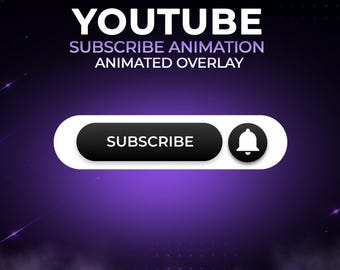Animated YouTube Subscribe Button Overlay, Transparent MOV, Digital Download