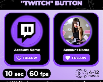 Custom Animated Twitch Follow Button Overlay for Intro Videos - Etsy