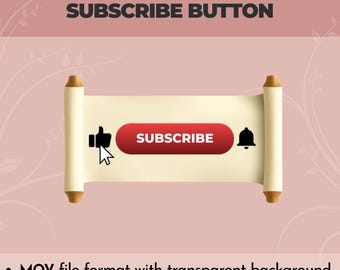 Animated Youtube Subscribe Button Overlay for Intro Videos Digital Download