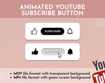 Animated Youtube Subscribe Button Overlay for Intro Videos Digital Download
