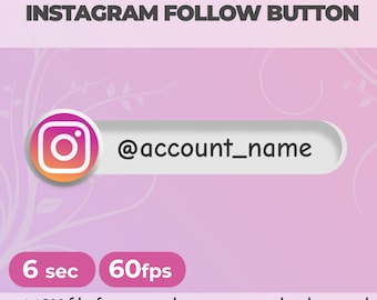 Personalisierte benutzerdefinierte animierte Instagram Follow Button Overlay für Youtube Videos
