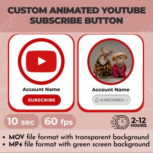 Custom Animated Youtube Subscribe Button Overlay Animation for Youtube Channel ANIMATED SUBSCRIBE BUTTON