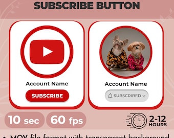 Custom Animated YouTube Subscribe Button Overlay (MOV, MP4)