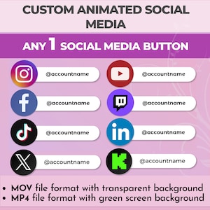 Custom Animated Social Media Lower Thirds for Youtube Intro Videos | Kick Instagram Twitter Twitch Tiktok Lower Thirds