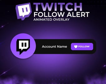 Twitch Follow Alert Overlay | Animated Twitch Alert | Stream Overlay | MOV, MP4, WebM | OBS & Streamlabs