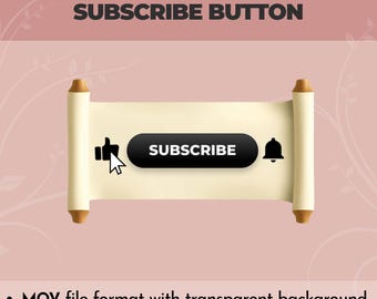 Animated YouTube Subscribe Button | Scroll Style Overlay for Intro Videos Digital Download