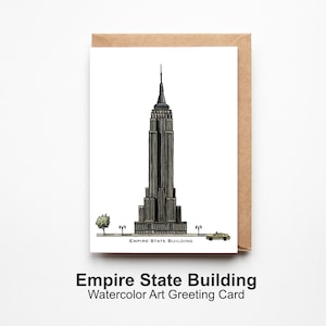 Cartão de felicitação do Empire State Building // Presente da cidade de Nova York, Cartão de felicitação de NYC, Pintura de Nova York | Lynndale Print Shop