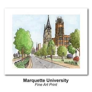 Marquette University - Watercolor Art Print // Milwaukee Gift, Wall Art, Wedding Gift, Graduation gift | Lynndale Print Shop