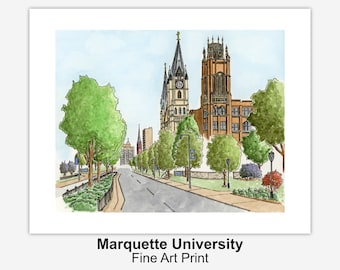 Marquette University - Watercolor Art Print // Milwaukee Gift, Wall Art, Wedding Gift, Graduation gift | Lynndale Print Shop