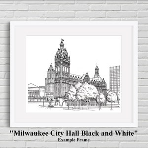 Milwaukee City Hall Black and White - Watercolor Art Print // Milwaukee Gift, Wall Art, Housewarming Gift | Lynndale Print Shop