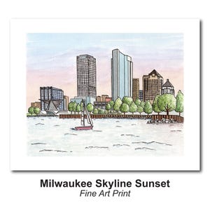 Milwaukee Skyline Sunset - Watercolor Art Print // Milwaukee Gift, Wall Art, Housewarming Gift, Graduation gift | Lynndale Print Shop