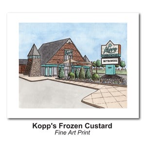 Kopp's Frozen Custard Print - Watercolor Art Print // Milwaukee Gift, Wall Art, Housewarming Gift, Graduation gift | Lynndale Print Shop