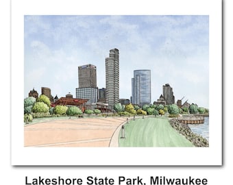 Lakeshore State Park, Milwaukee - Watercolor Art Print // Milwaukee Gift, Wall Art