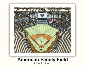 American Family Field (Miller Park, County Stadium) Art Print - Milwaukee, Wisconsin