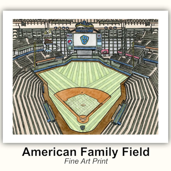 American Family Field (Miller Park, County Stadium) Art Print - Milwaukee, Wisconsin